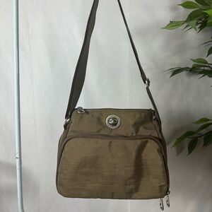 Baggallini Olive Crossbody Bag with Brown Strap